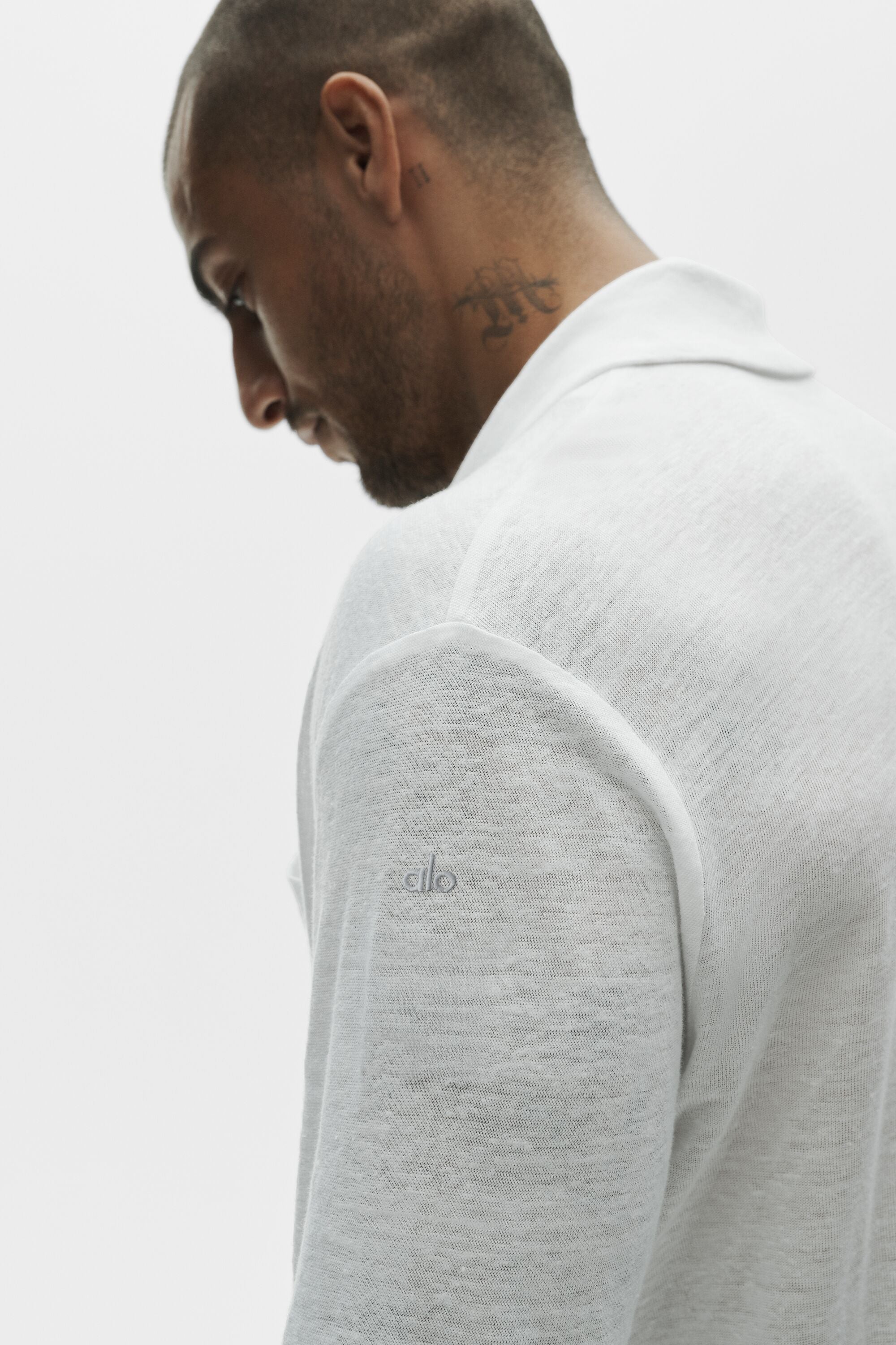 Linen Jersey Coastal Long Sleeve Button Up - White image 3