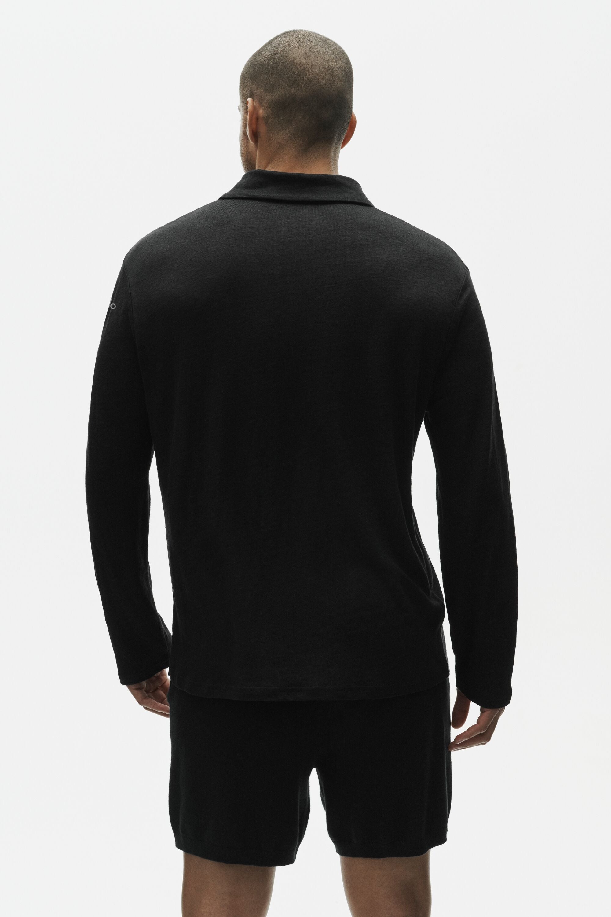 Linen Jersey Coastal Long Sleeve Pullover - Black image 2