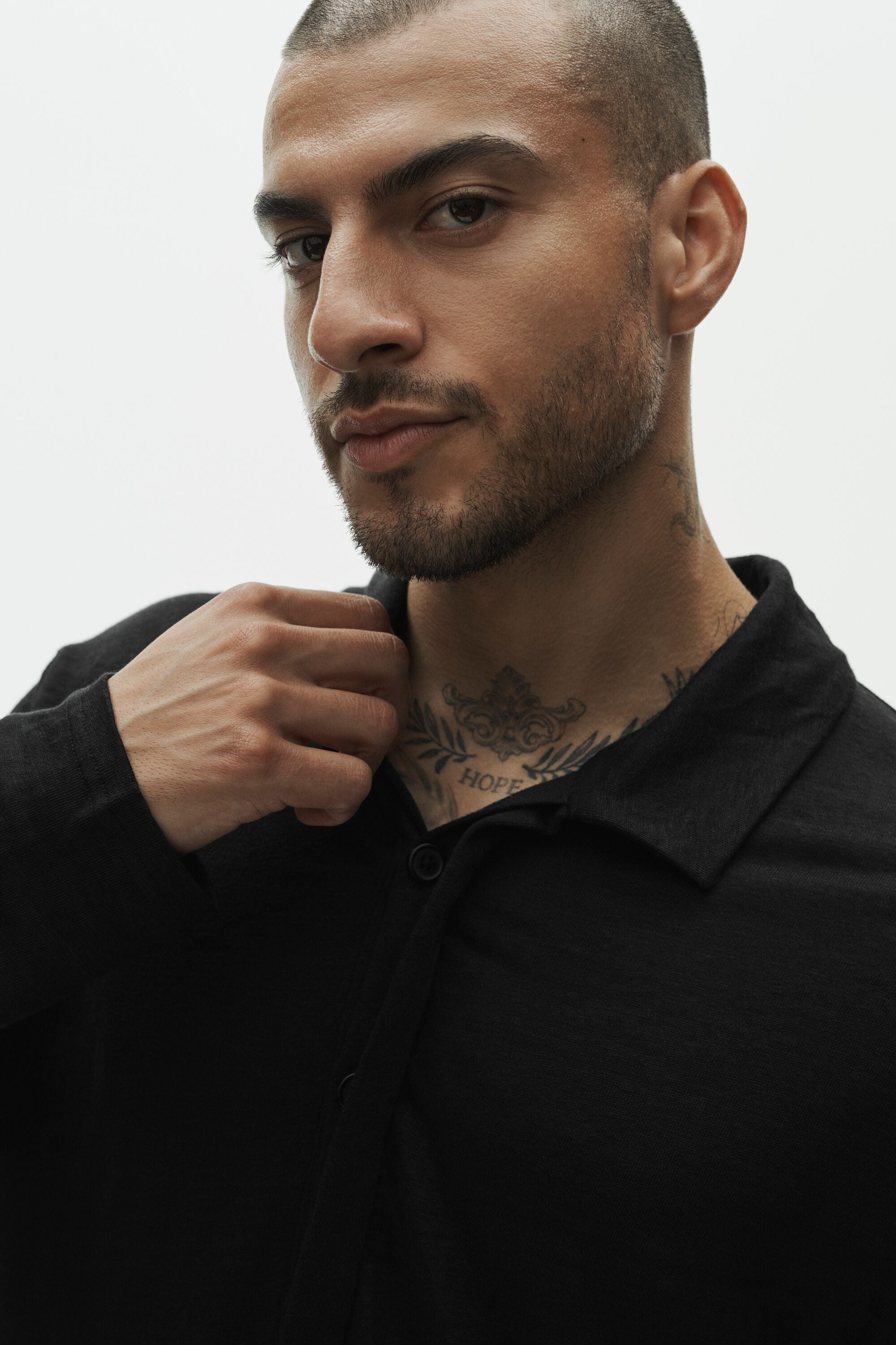 Linen Jersey Coastal Long Sleeve Pullover - Black image 3