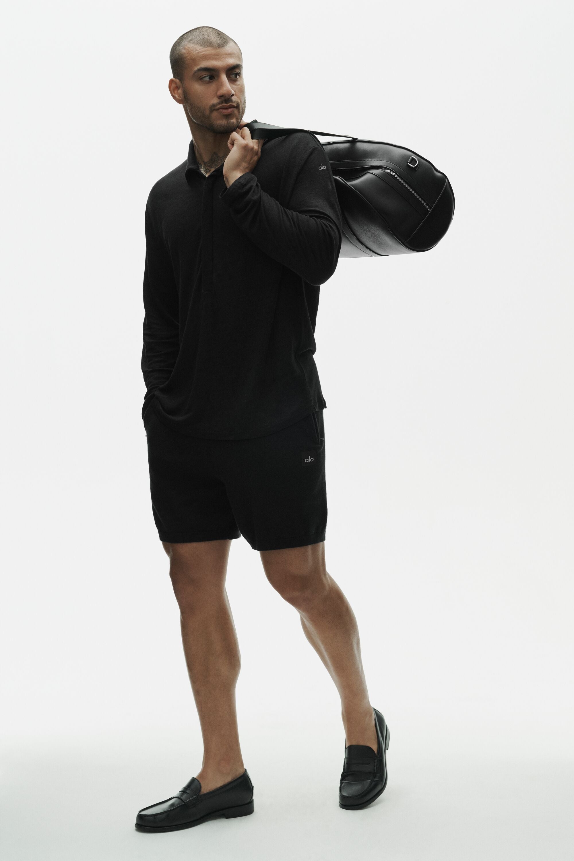Linen Jersey Coastal Long Sleeve Pullover - Black image 4