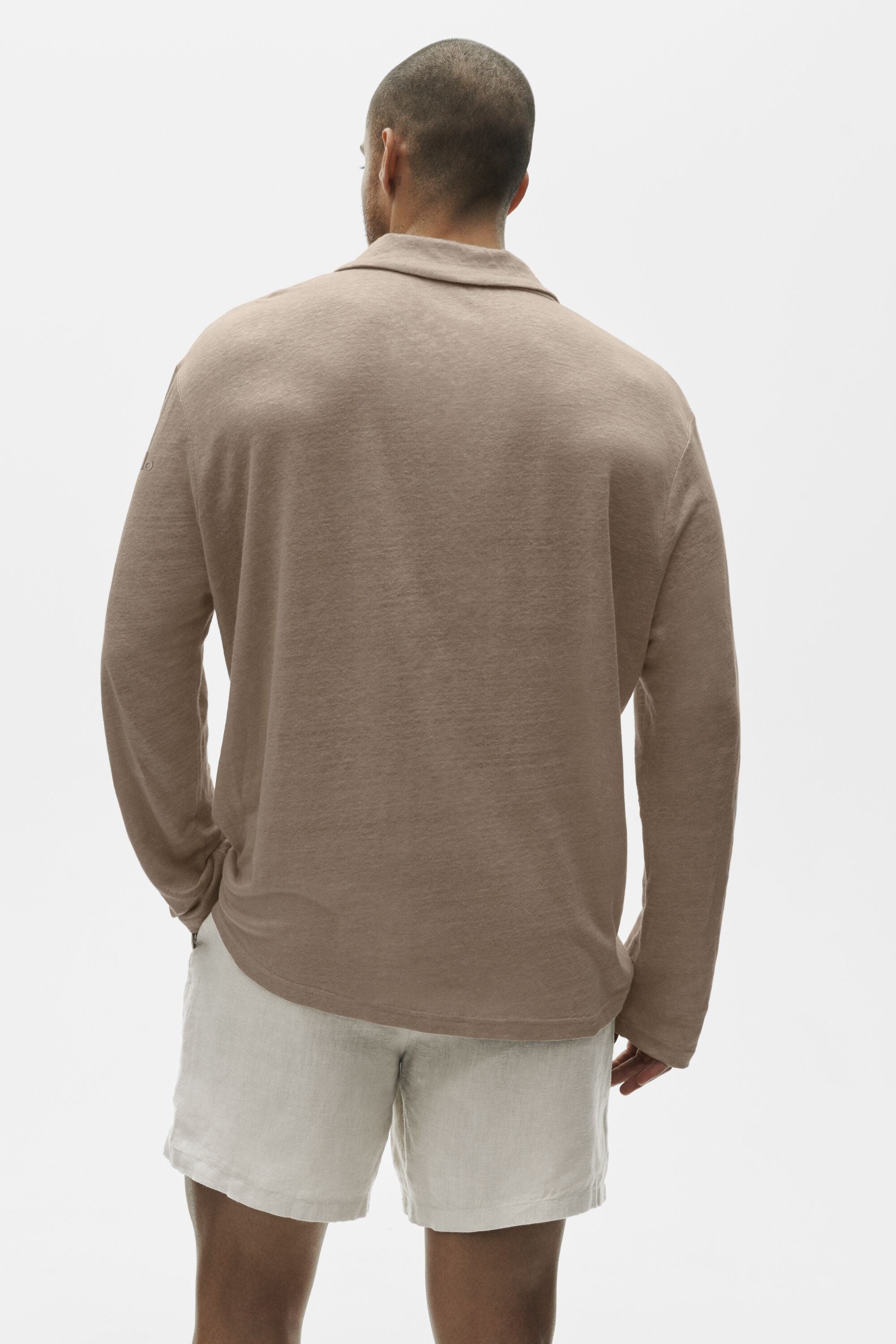 Linen Jersey Coastal Long Sleeve Pullover - Gravel image 4