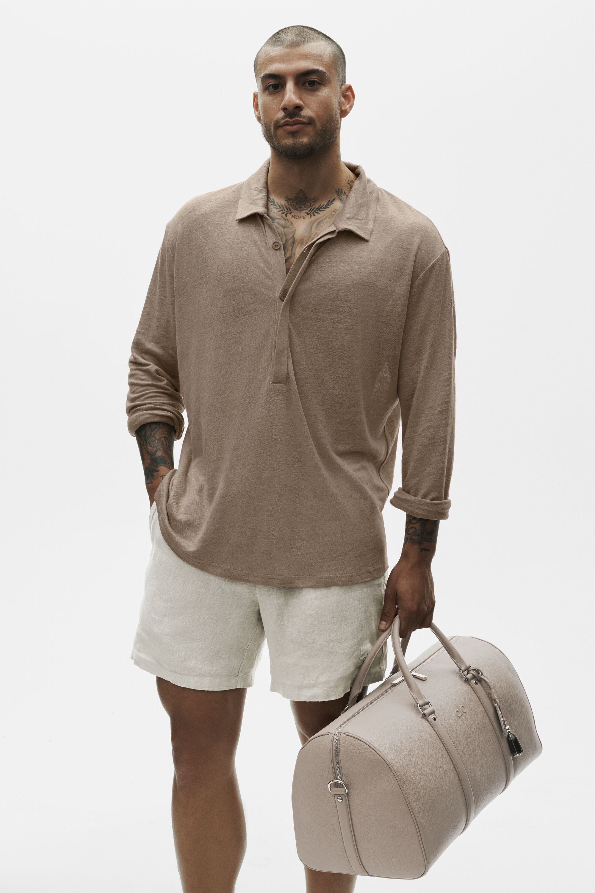 Linen Jersey Coastal Long Sleeve Pullover - Gravel image 5