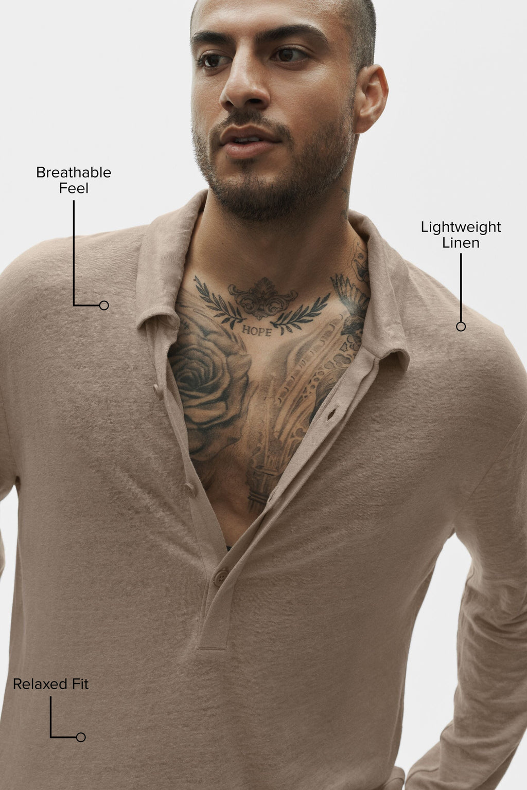 Linen Jersey Coastal Long Sleeve Pullover - Gravel image 2