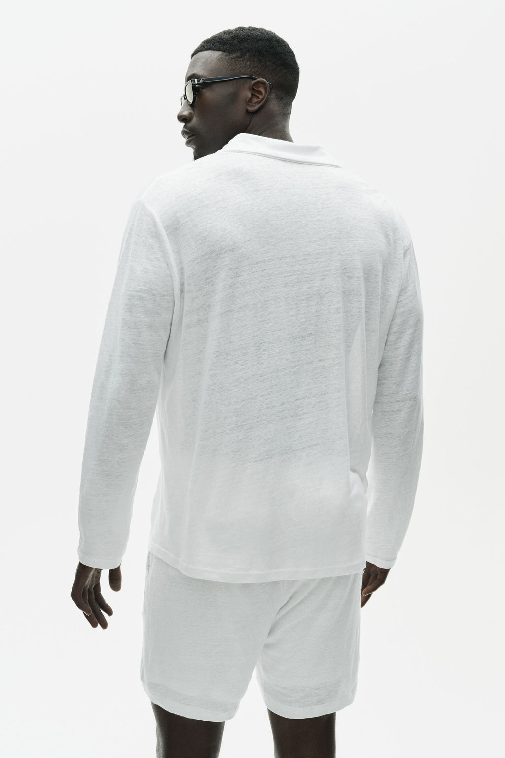 Linen Jersey Coastal Long Sleeve Pullover - White image 4