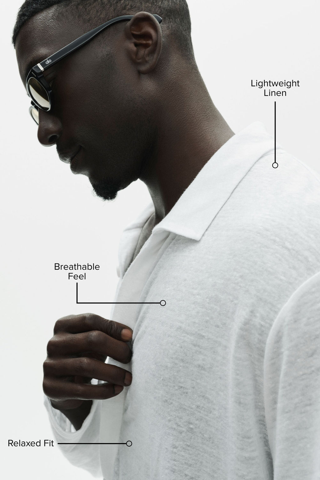 Linen Jersey Coastal Long Sleeve Pullover - White image 2