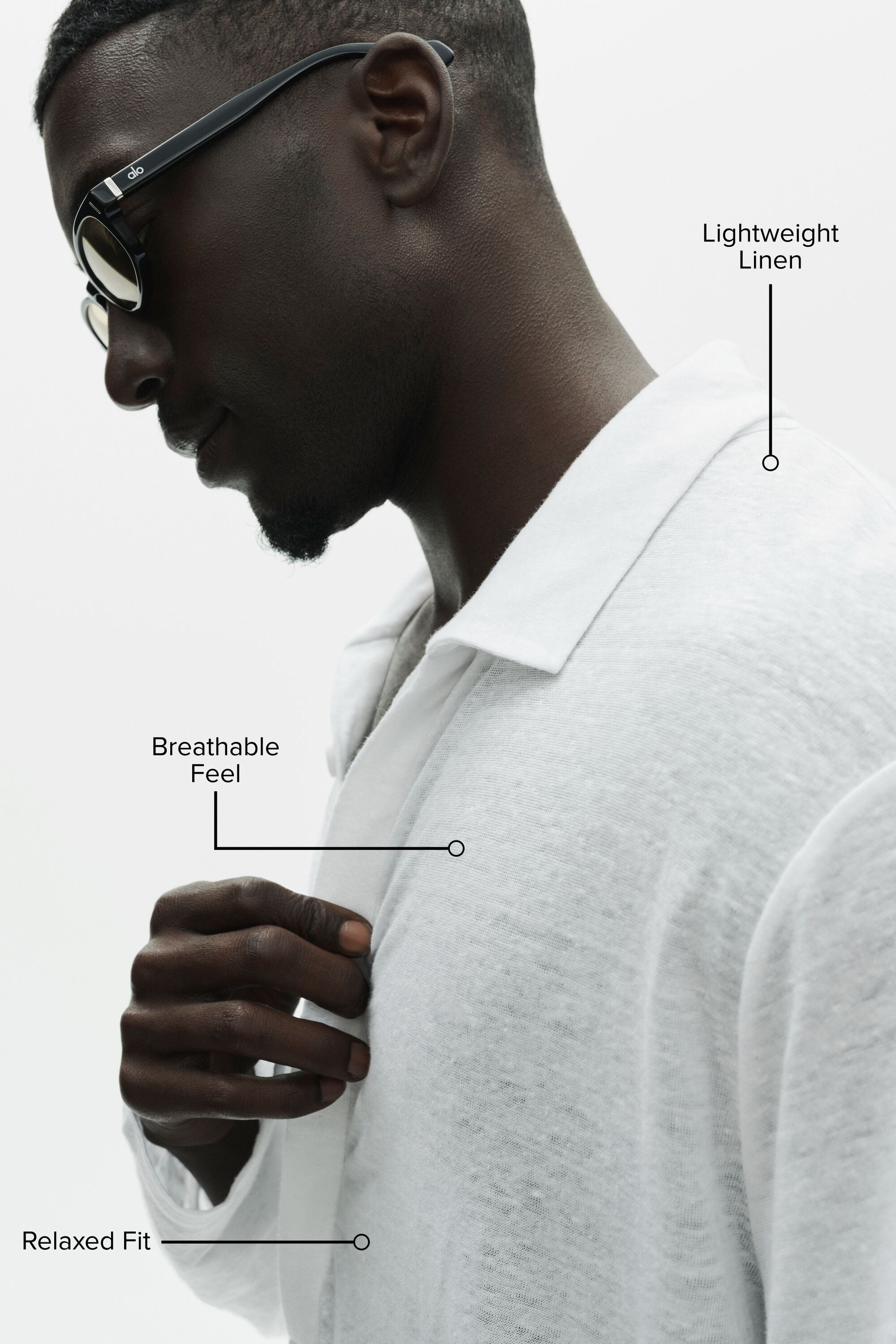 Linen Jersey Coastal Long Sleeve Pullover - White image 2