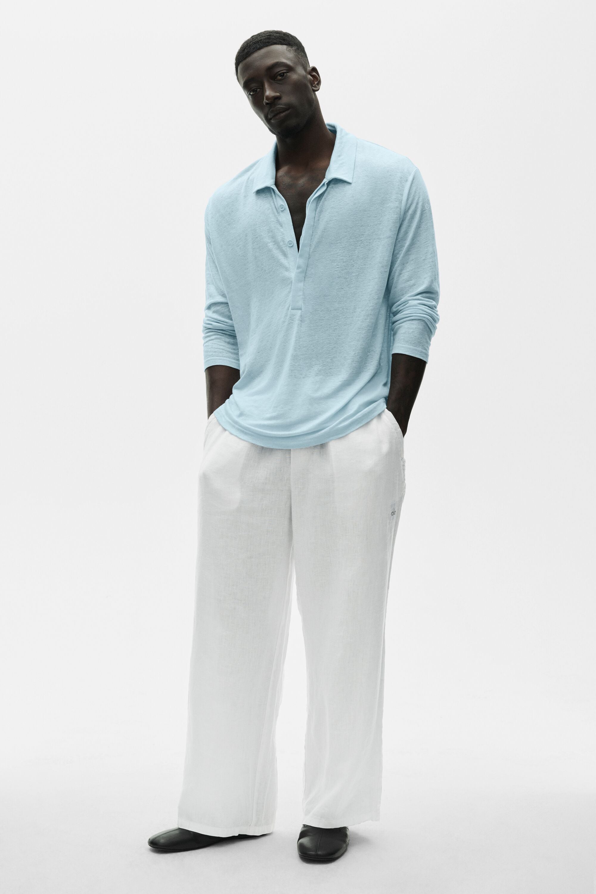 Linen Jersey Coastal Long Sleeve Pullover - Seaside Blue image 5