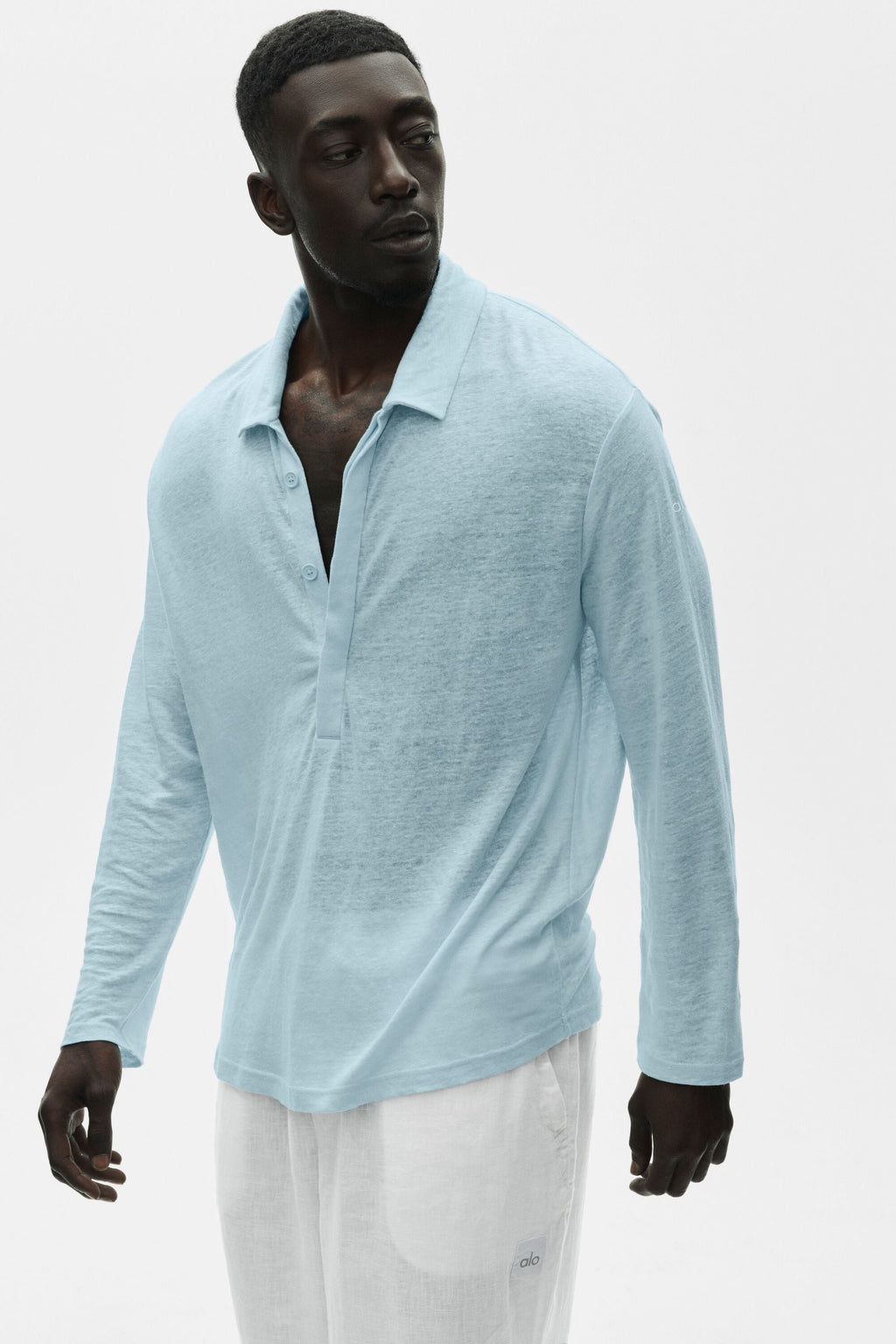 Linen Jersey Coastal Long Sleeve Pullover - Seaside Blue image 3
