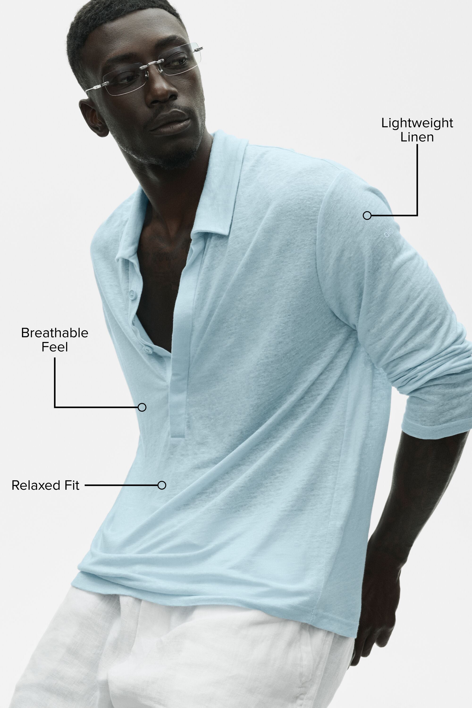 Linen Jersey Coastal Long Sleeve Pullover - Seaside Blue image 2