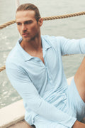 Linen Jersey Coastal Long Sleeve Pullover - Seaside Blue image 1
