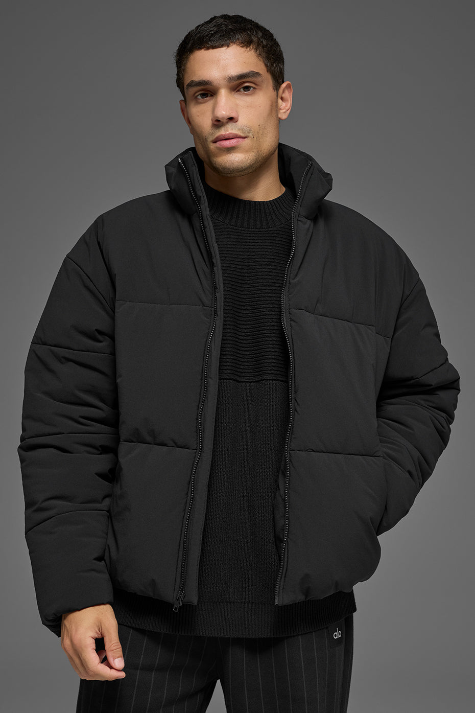 Stretch Woven Street Puffer - Black image 1