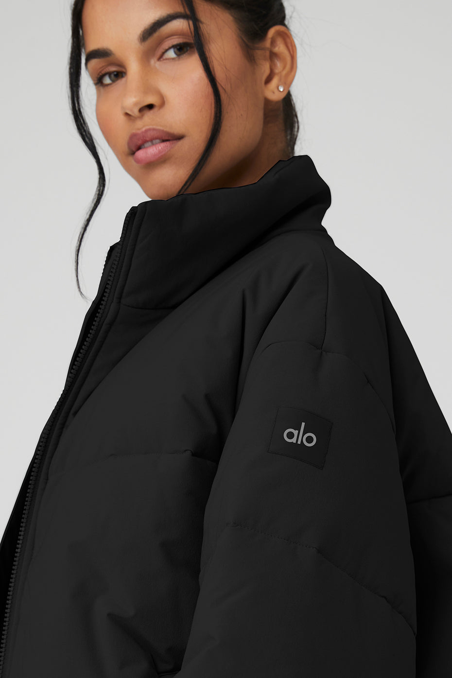 Stretch Woven Street Puffer - Black image 4