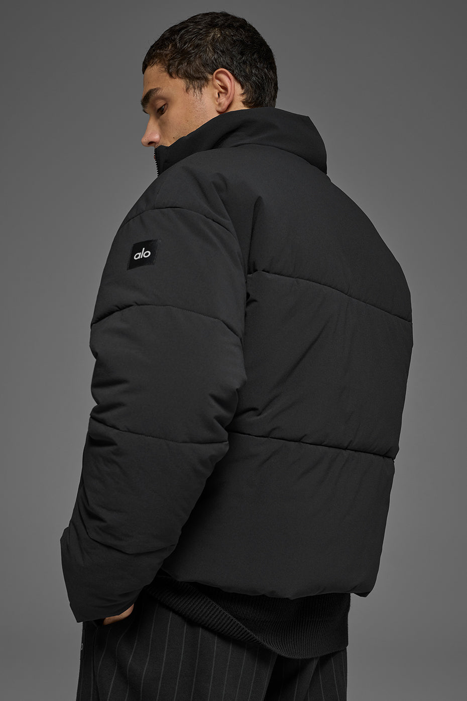 Stretch Woven Street Puffer - Black image 3