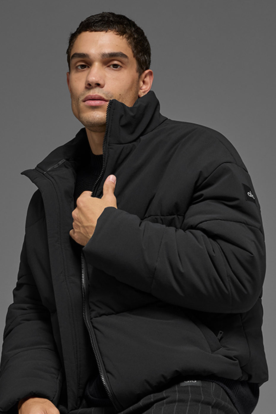 Stretch Woven Street Puffer - Black image 4