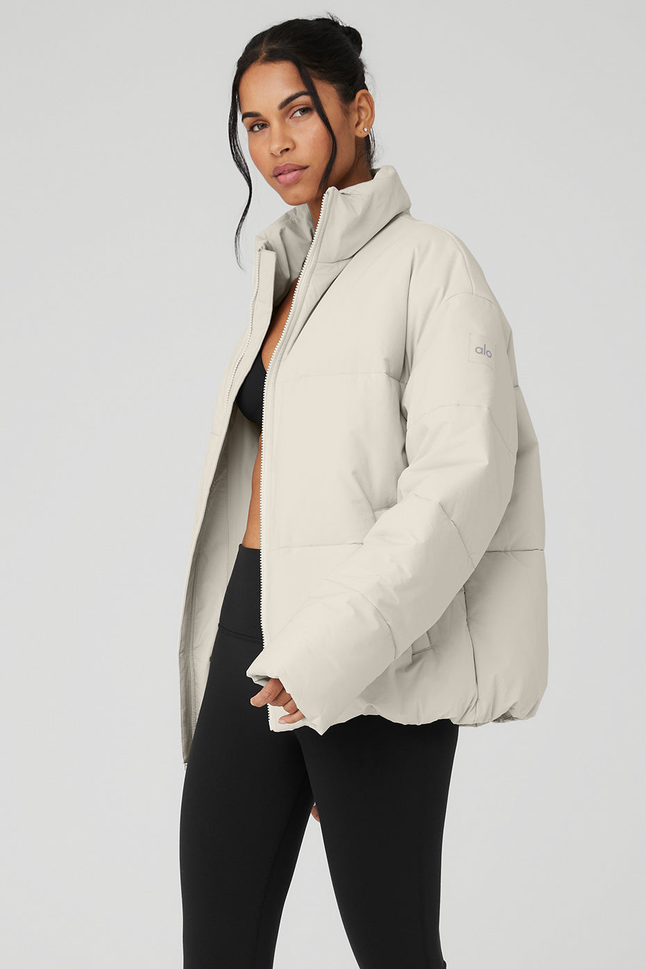 Stretch Woven Street Puffer - Bone image 3