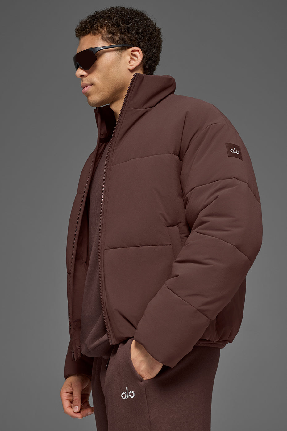 Stretch Woven Street Puffer - Brownstone image 3