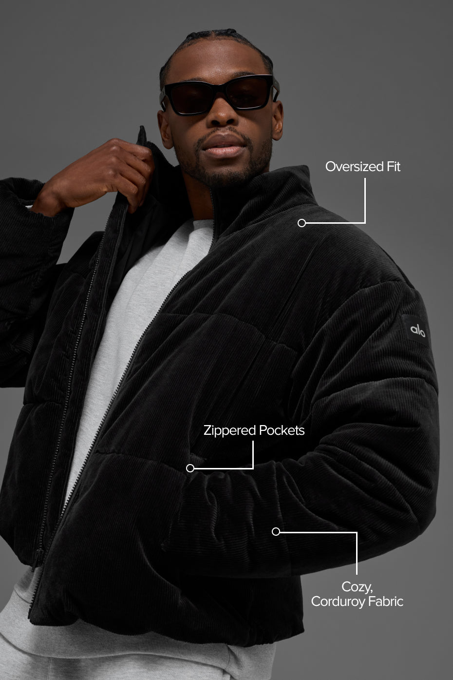 Corduroy Stage Puffer - Black image 2