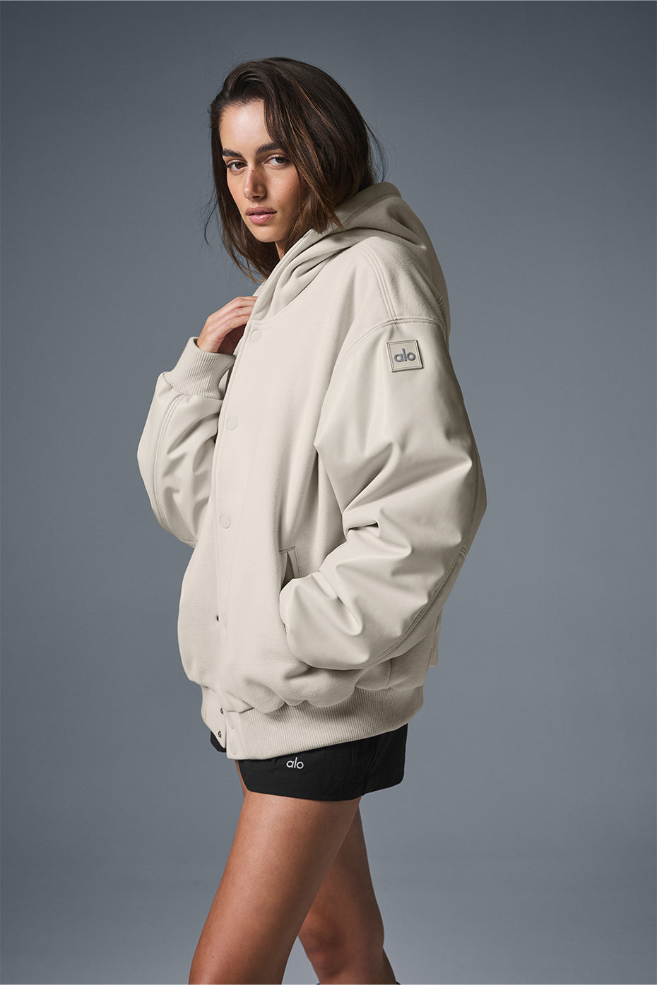 Select Hooded Bomber Jacket - Bone image 2