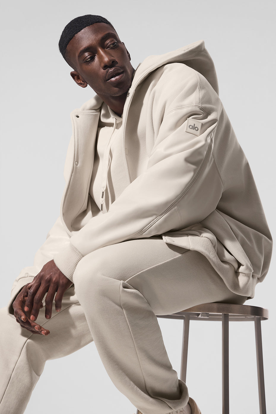 Select Hooded Bomber Jacket - Bone image 4