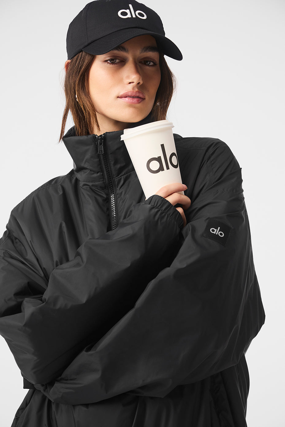 Latitude Light Weight 1/2 Zip Pullover Jacket - Black image 2
