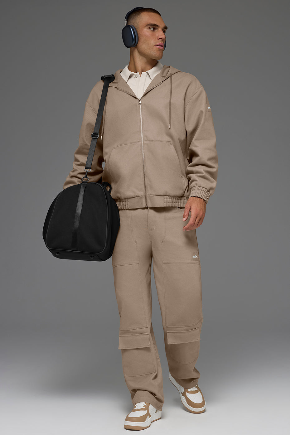 Cotton Canvas Full Zip Hoodie - Gravel image 5
