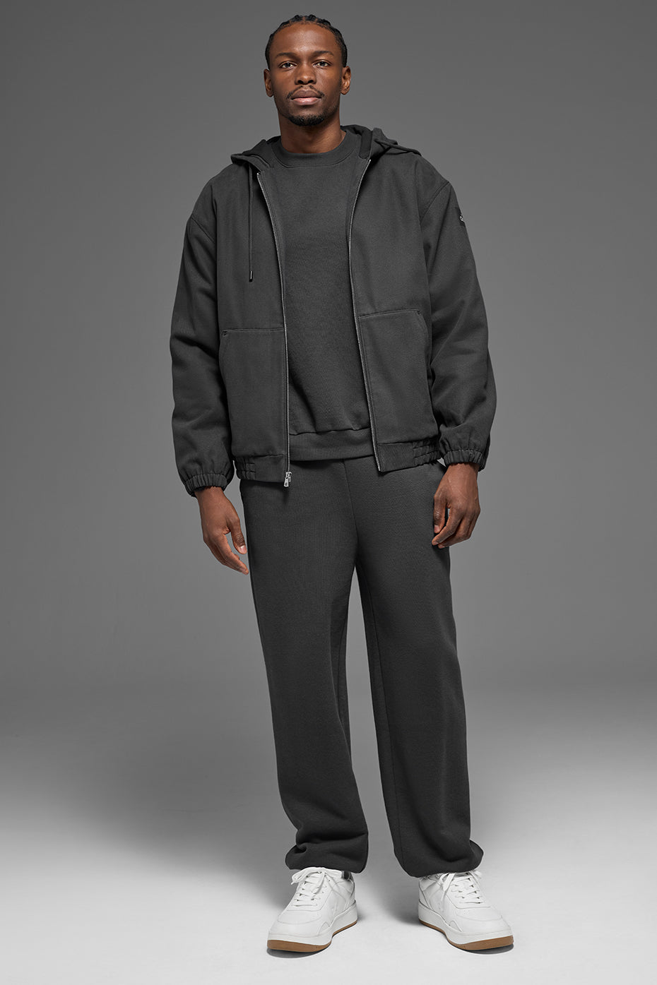 Cotton Canvas Full Zip Hoodie - Anthracite image 4