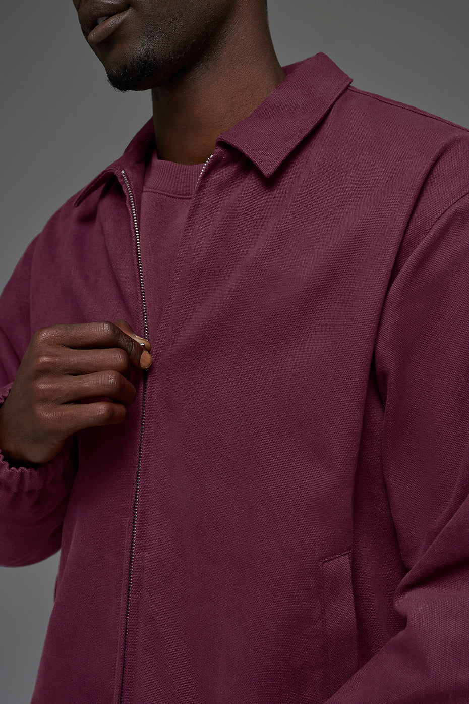 Cotton Canvas Coaches Jacket - Burgundy image 2