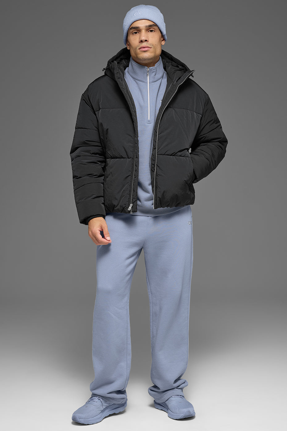 Crinkle Nylon Hooded Stage Puffer - Black image 5