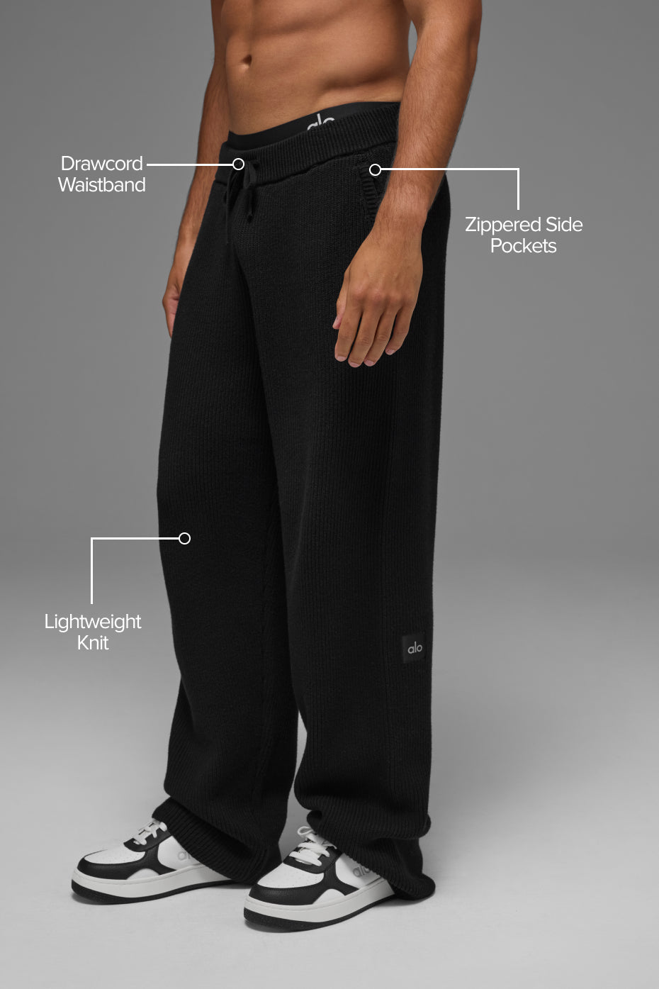 Domain Rib Knit Sweatpant - Black image 2