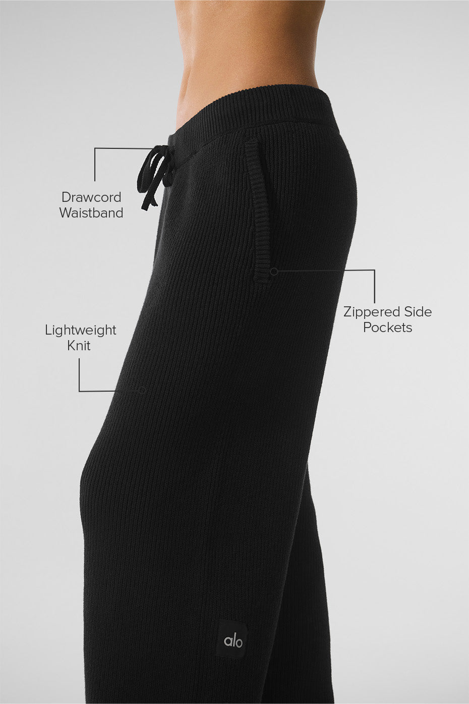 Domain Rib Knit Sweatpant - Black image 2