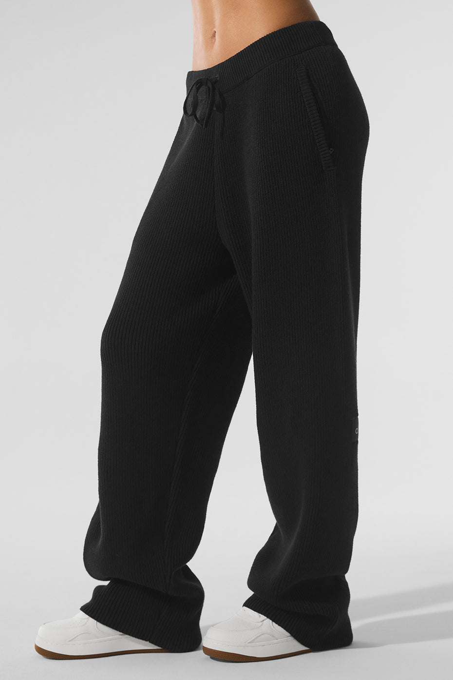 Domain Rib Knit Sweatpant - Black image 4