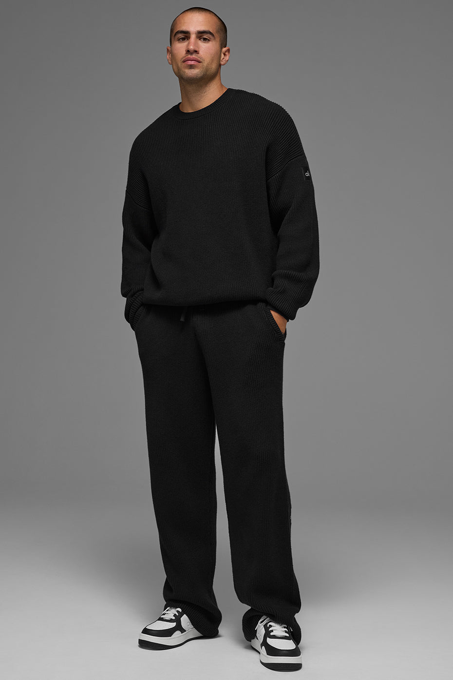 Domain Rib Knit Sweatpant - Black image 4