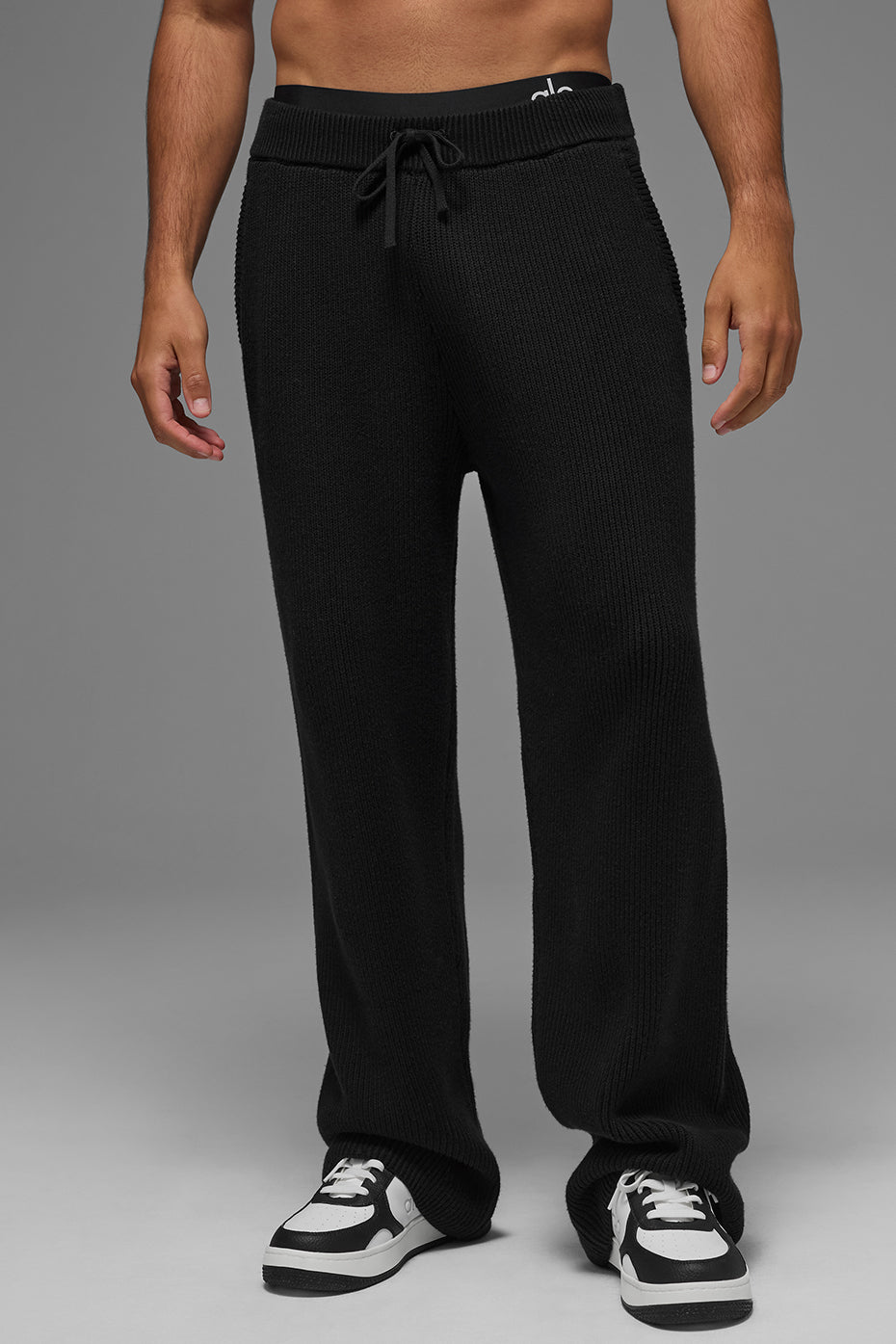 Domain Rib Knit Sweatpant - Black image 1