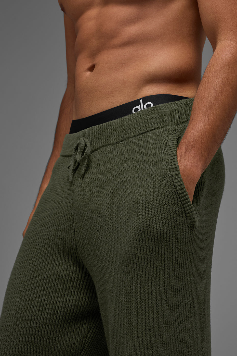 Domain Rib Knit Sweatpant - Green Olive image 3