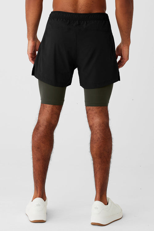 5" Revival 2-in-1 Short - Black/Stealth Green image 2