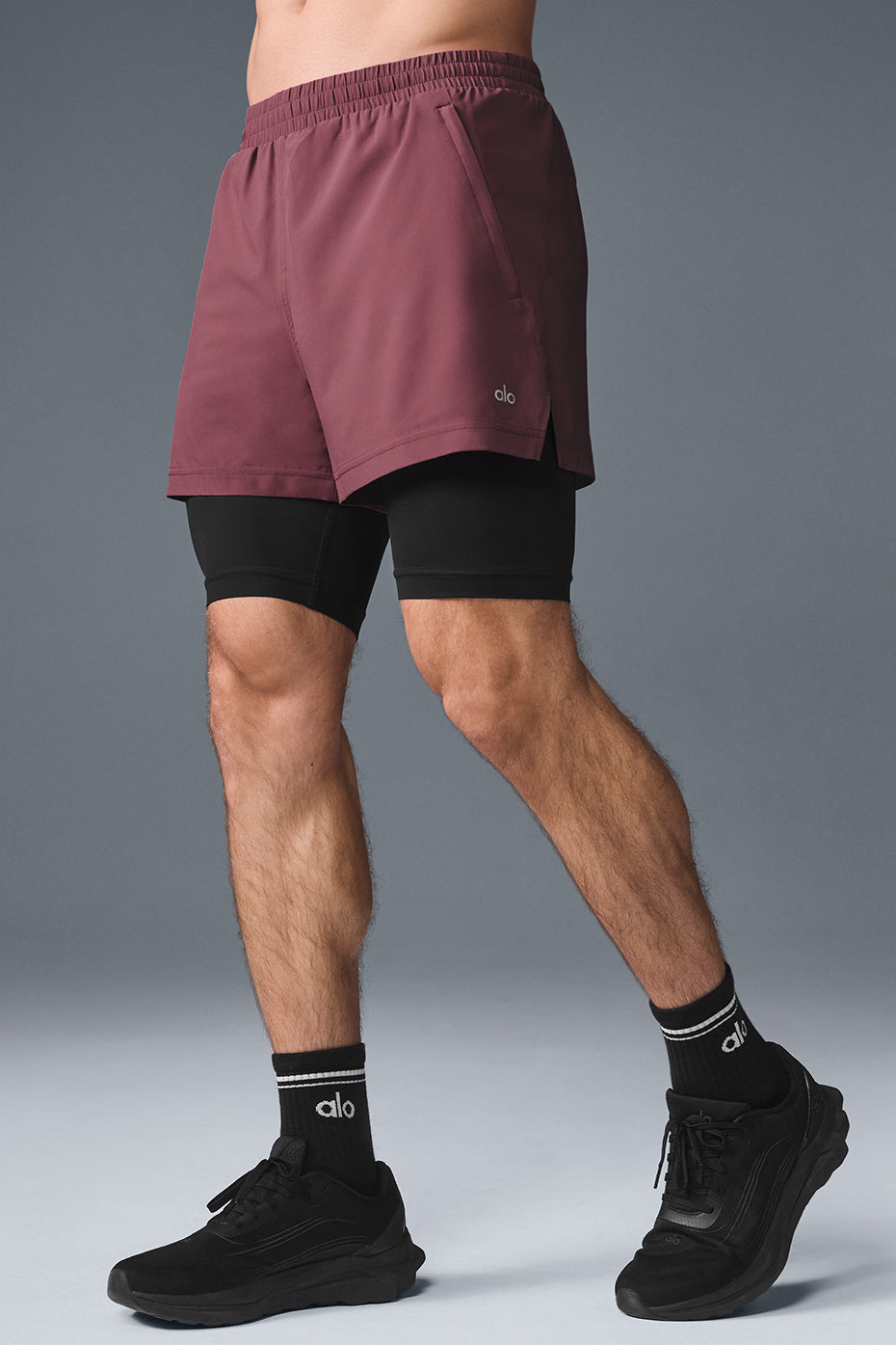 5" Revival 2-in-1 Short - Burgundy Truffle/Black image 3