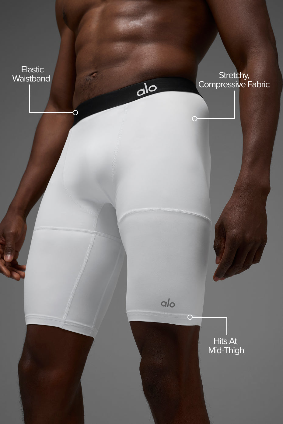 9" Flight Compression Short - White image 2