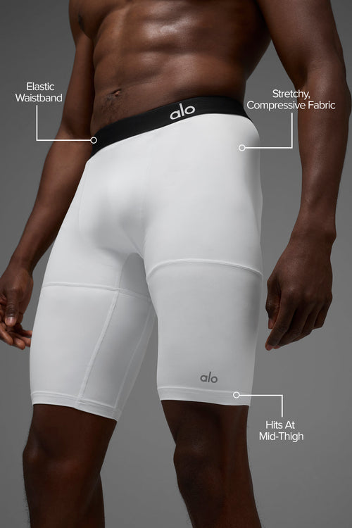 9" Flight Compression Short - White image 2