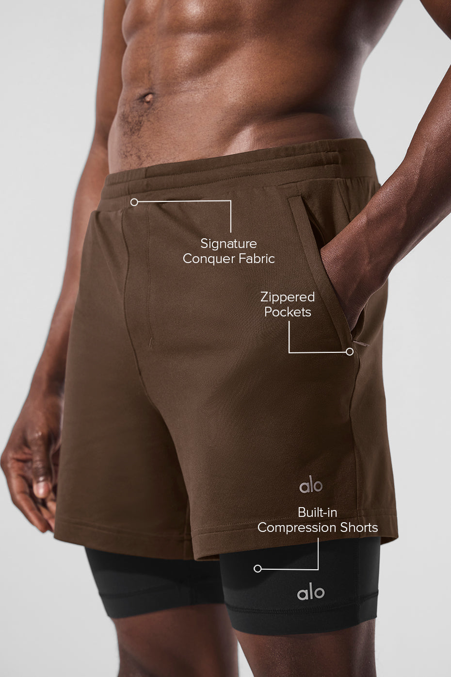 Conquer React 2-In-1 Performance Short - Espresso/Black image 2