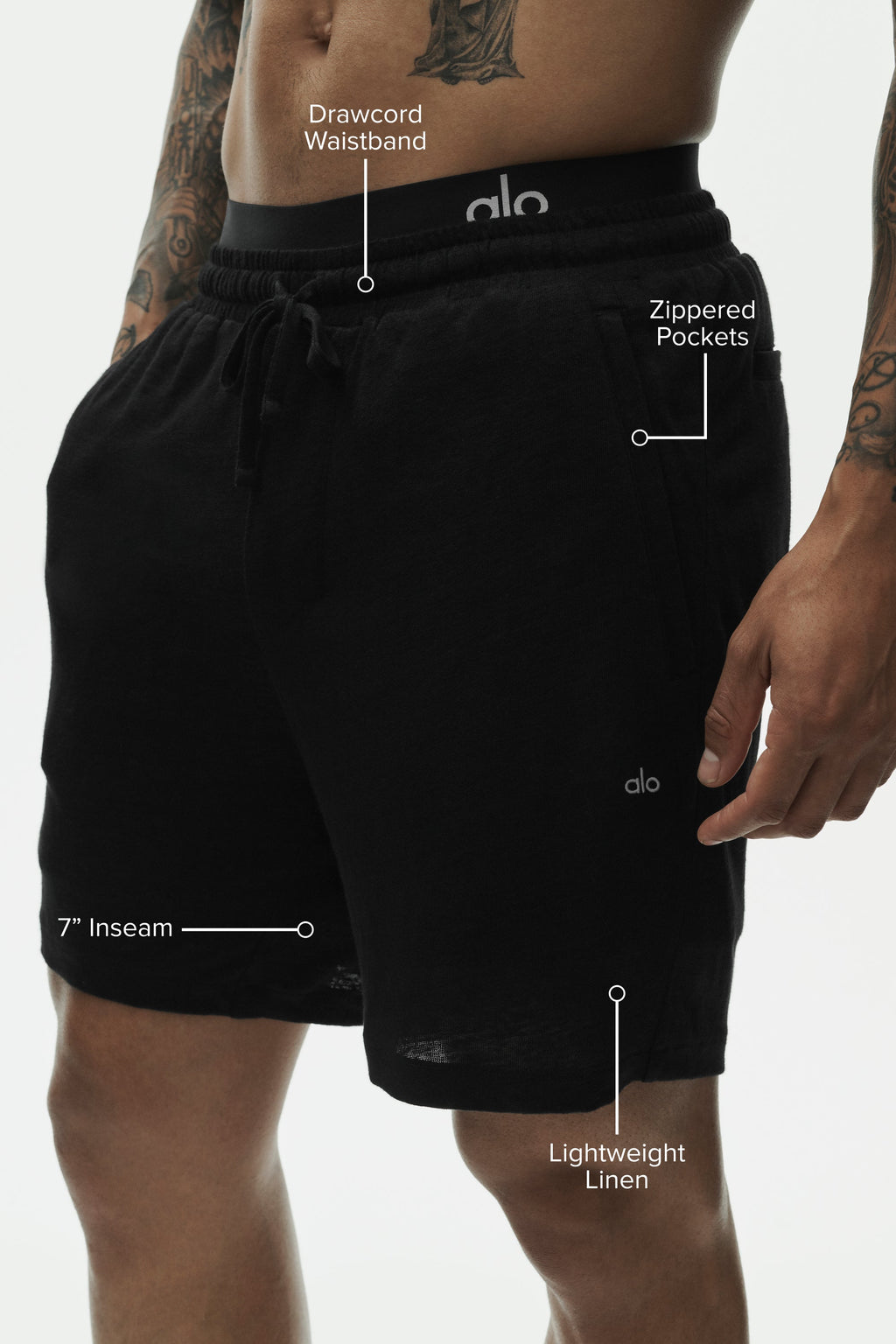 7" Linen Jersey Coastal Short - Black image 2