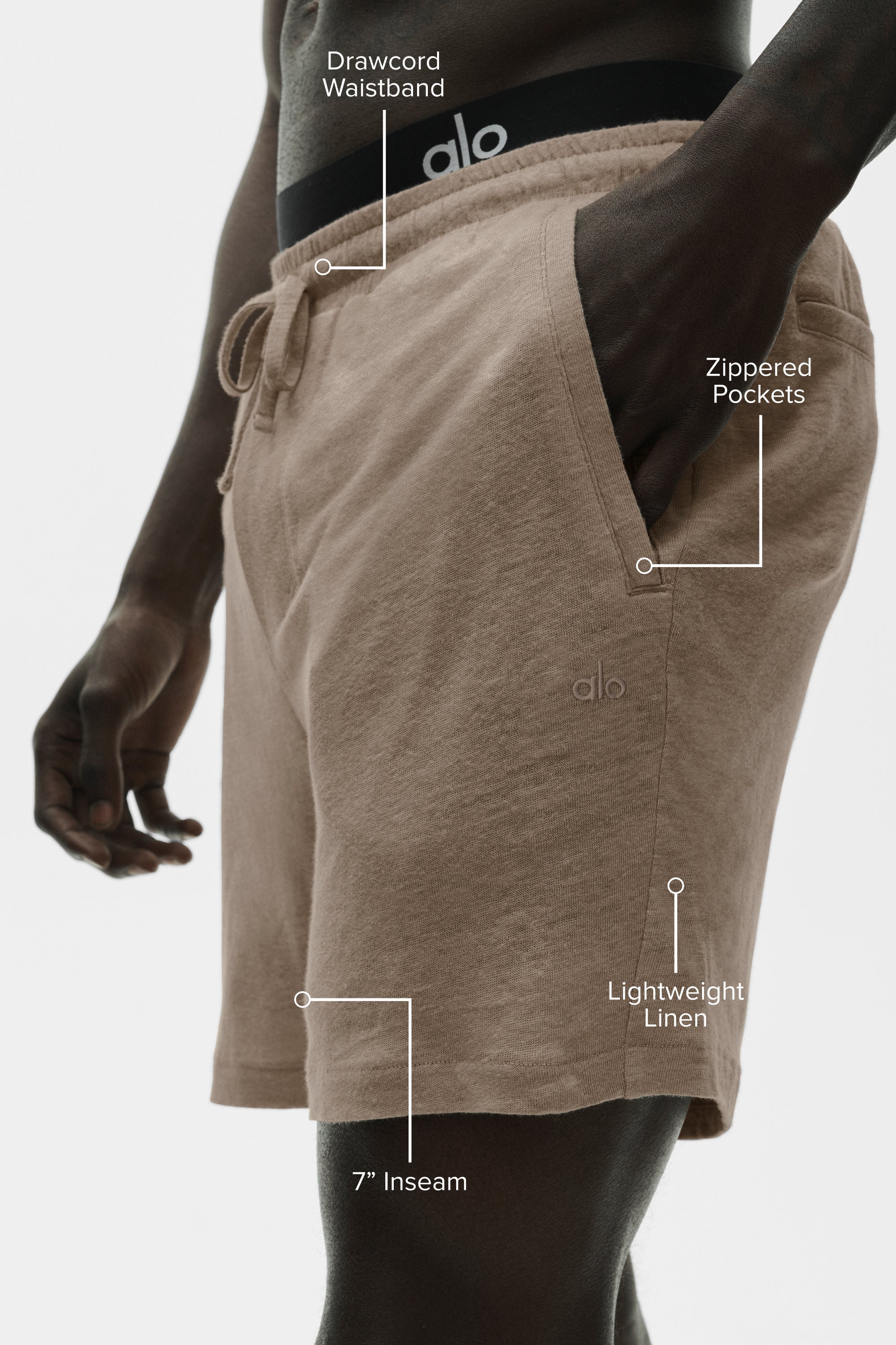 7" Linen Jersey Coastal Short - Gravel image 2