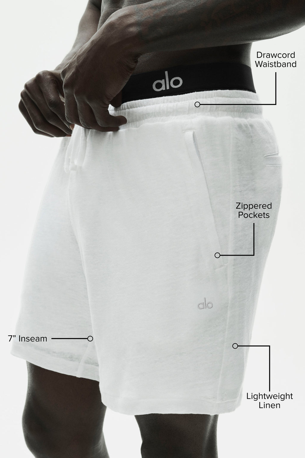7" Linen Jersey Coastal Short - White image 2
