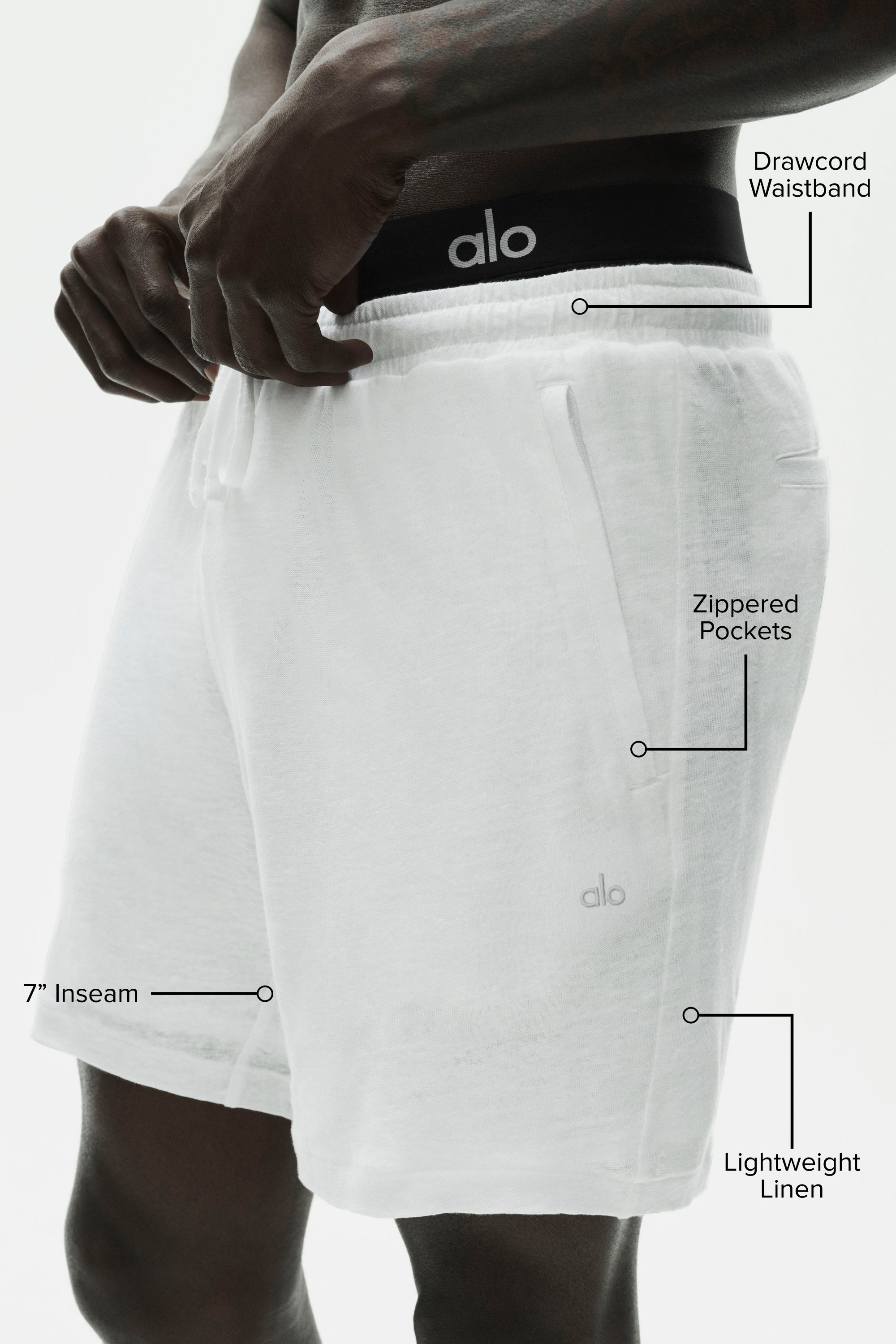 7" Linen Jersey Coastal Short - White image 2