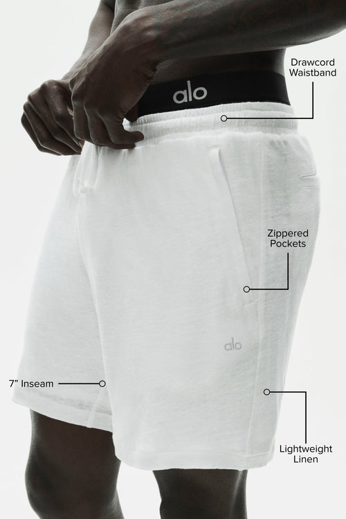 7" Linen Jersey Coastal Short - White image 2