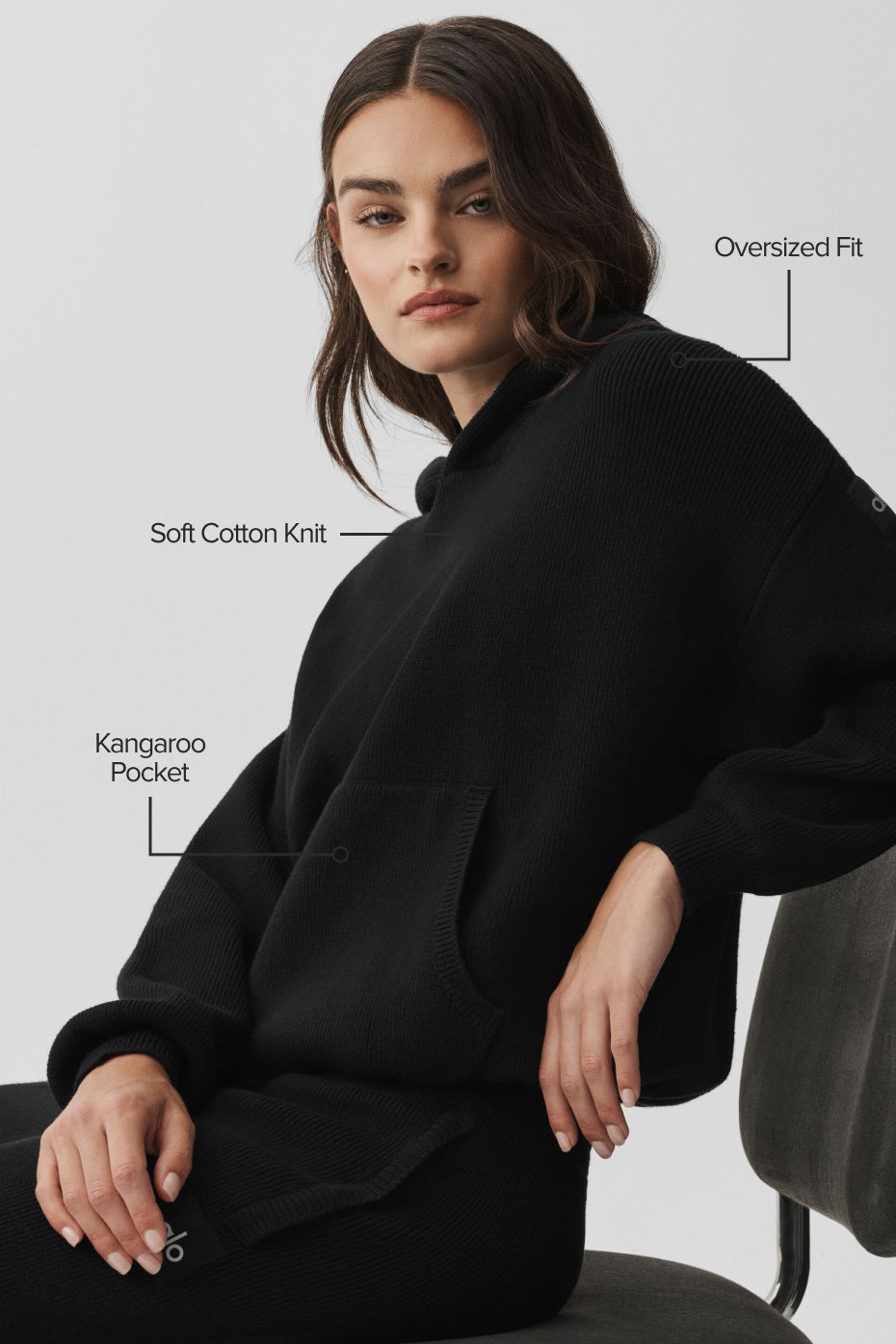 Scholar Hooded Sweater - Black image 2