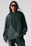 Make Waves Hoodie - Charcoal Green Tonal image 1