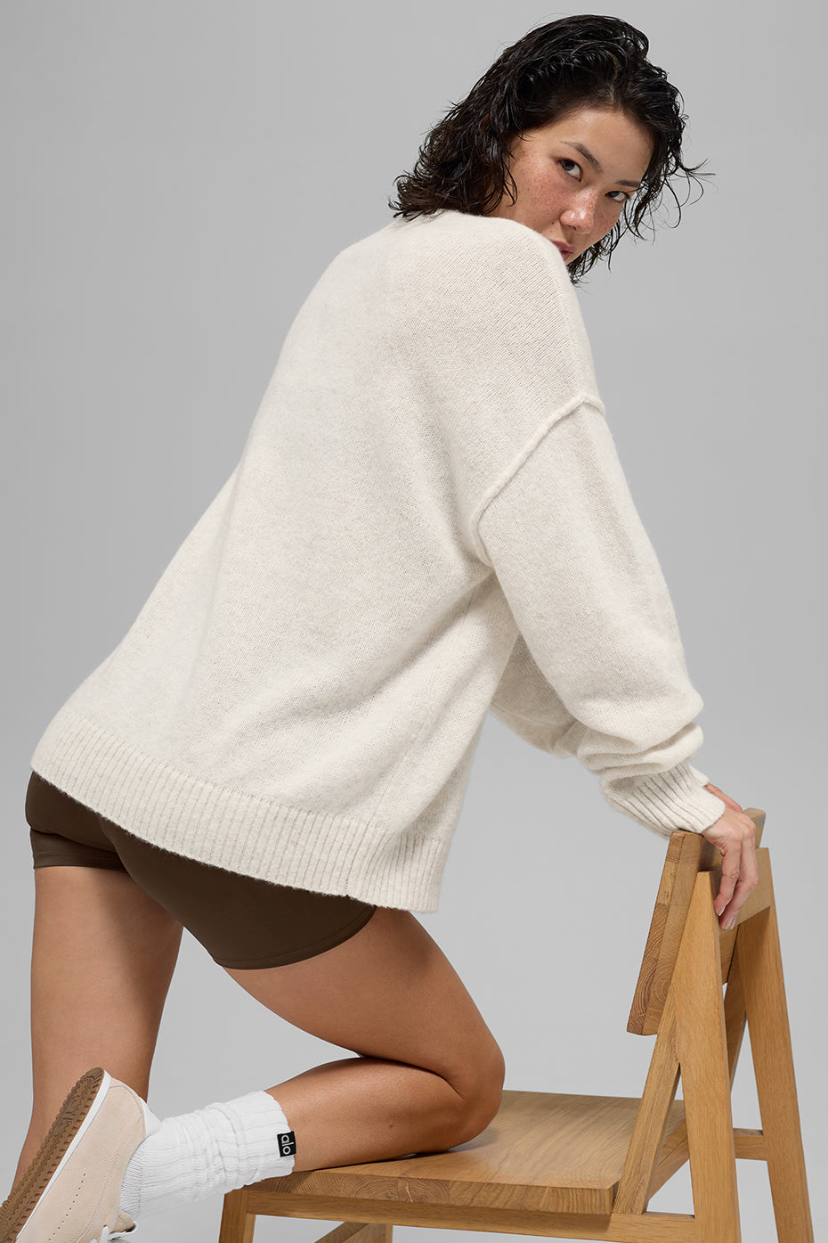 Unisex Wool Cashmere New Class Crewneck Sweater - Bone Heather image 3