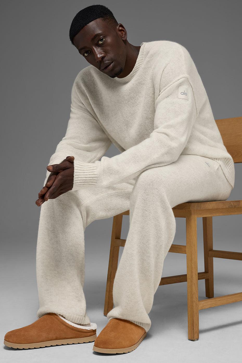 Unisex Wool Cashmere New Class Crewneck Sweater - Bone Heather image 3