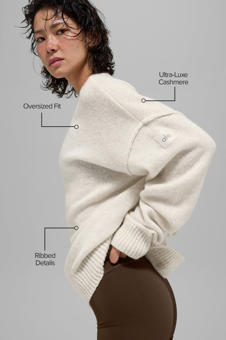 Unisex Wool Cashmere New Class Crewneck Sweater - Bone Heather image 2