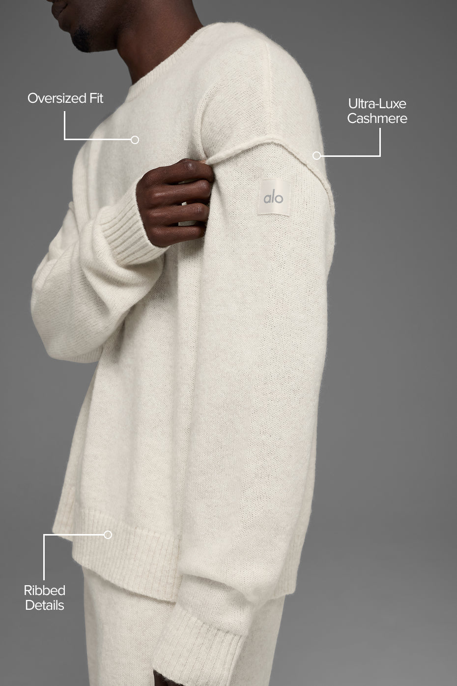 Unisex Wool Cashmere New Class Crewneck Sweater - Bone Heather image 2